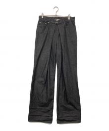 JOHN LAWRENCE SULLIVAN（ジョン ローレンス サリバン）の古着「RIGID DENIM WIDE PANTS / リジットデニムワイドパンツ」｜ブラック