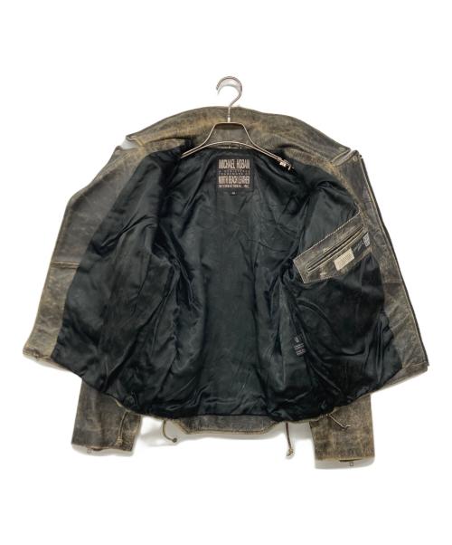 MICHAEL HOBAN（マイケルホーバン）MICHAEL HOBAN (マイケルホーバン) スカル カジノ トランプ ダブルライダースレザージャケット ブラック サイズ:XSの古着・服飾アイテム