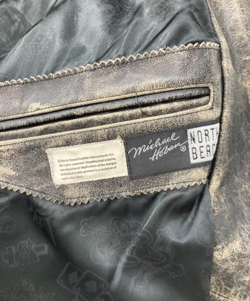 MICHAEL HOBAN（マイケルホーバン）MICHAEL HOBAN (マイケルホーバン) スカル カジノ トランプ ダブルライダースレザージャケット ブラック サイズ:XSの古着・服飾アイテム