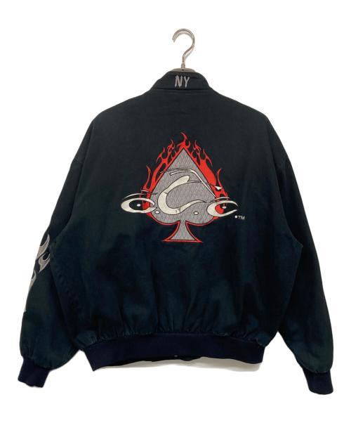 ORANGE COUNTRY CHOPPERS（オレンジ・カウンティ・チョッパーズ）ORANGE COUNTRY CHOPPERS (オレンジ・カウンティ・チョッパーズ) ファイヤーパターンレーシングジャケット ブラック サイズ:XLの古着・服飾アイテム