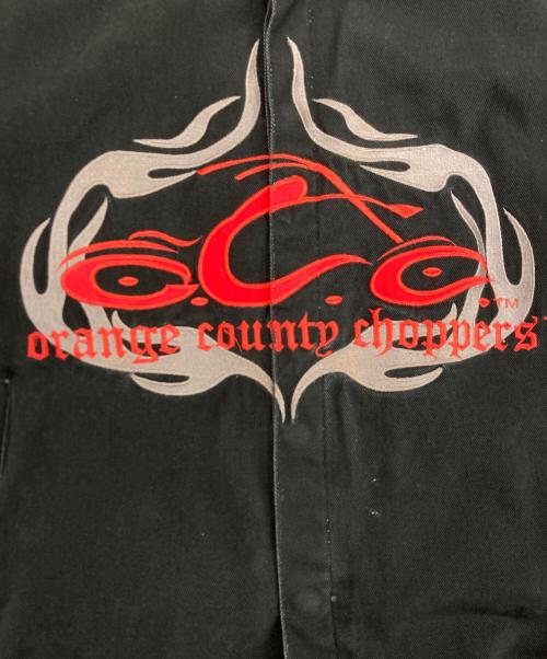 ORANGE COUNTRY CHOPPERS（オレンジ・カウンティ・チョッパーズ）ORANGE COUNTRY CHOPPERS (オレンジ・カウンティ・チョッパーズ) ファイヤーパターンレーシングジャケット ブラック サイズ:XLの古着・服飾アイテム