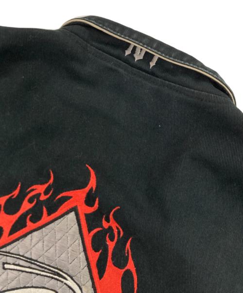 ORANGE COUNTRY CHOPPERS（オレンジ・カウンティ・チョッパーズ）ORANGE COUNTRY CHOPPERS (オレンジ・カウンティ・チョッパーズ) ファイヤーパターンレーシングジャケット ブラック サイズ:XLの古着・服飾アイテム