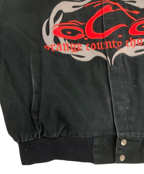 ORANGE COUNTRY CHOPPERS（オレンジ・カウンティ・チョッパーズ）ORANGE COUNTRY CHOPPERS (オレンジ・カウンティ・チョッパーズ) ファイヤーパターンレーシングジャケット ブラック サイズ:XLの古着・服飾アイテム