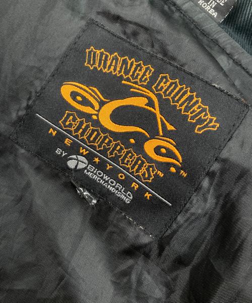 ORANGE COUNTRY CHOPPERS（オレンジ・カウンティ・チョッパーズ）ORANGE COUNTRY CHOPPERS (オレンジ・カウンティ・チョッパーズ) ファイヤーパターンレーシングジャケット ブラック サイズ:XLの古着・服飾アイテム
