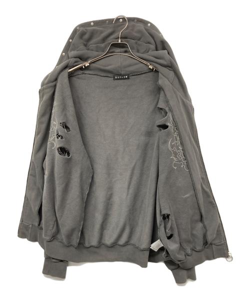 REFLEM（レフレム）REFLEM (レフレム) フリンジクラッシュジップフーディ グレー サイズ:FREEの古着・服飾アイテム