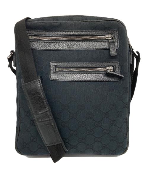 GUCCI（グッチ）GUCCI (グッチ) GGキャンバスショルダーバッグ ブラックの古着・服飾アイテム