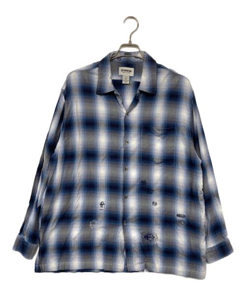 BOWWOW（バウワウ）BOWWOW (バウワウ) RAYON CHECK SHIRTS REPAIRED ブルー サイズ:Ｍの古着・服飾アイテム