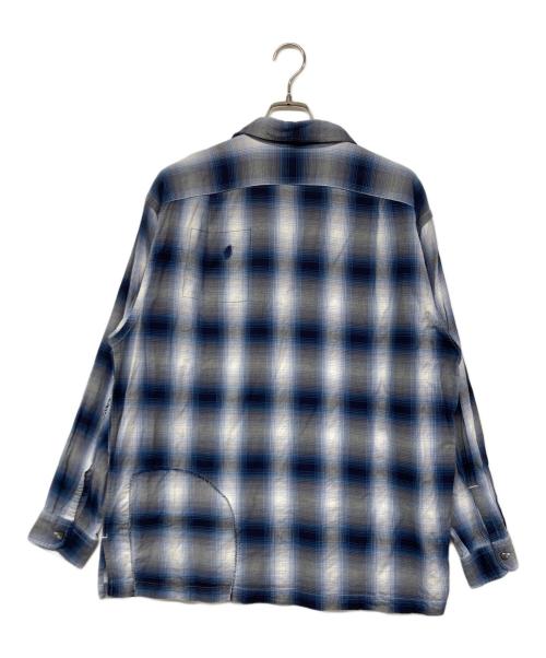 BOWWOW（バウワウ）BOWWOW (バウワウ) RAYON CHECK SHIRTS REPAIRED ブルー サイズ:Ｍの古着・服飾アイテム