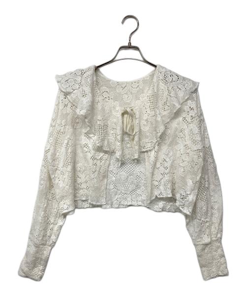 POPPY（ポピー）POPPY (ポピー) Lace ruffle cardigan / レースラッフルカーディガン ホワイト サイズ:Fの古着・服飾アイテム