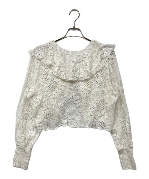 POPPY（ポピー）POPPY (ポピー) Lace ruffle cardigan / レースラッフルカーディガン ホワイト サイズ:Fの古着・服飾アイテム