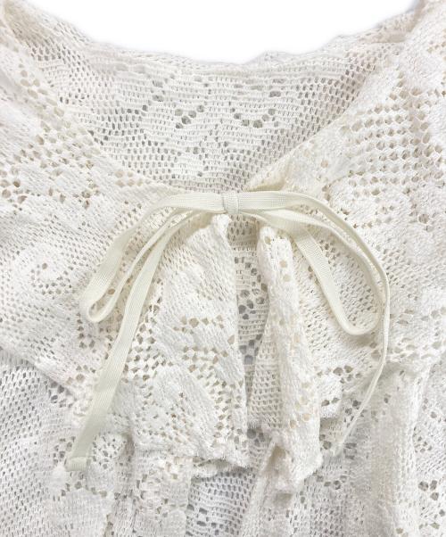 POPPY（ポピー）POPPY (ポピー) Lace ruffle cardigan / レースラッフルカーディガン ホワイト サイズ:Fの古着・服飾アイテム