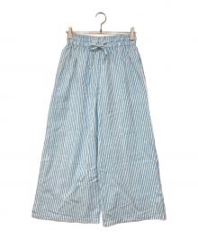 Ron Herman×SZ Blockprints（ロンハーマン×エスゼットブロックプリント）の古着「ストライプパンツ DRAWSTRING PANTS ドロストワイドパンツ」｜ブルー