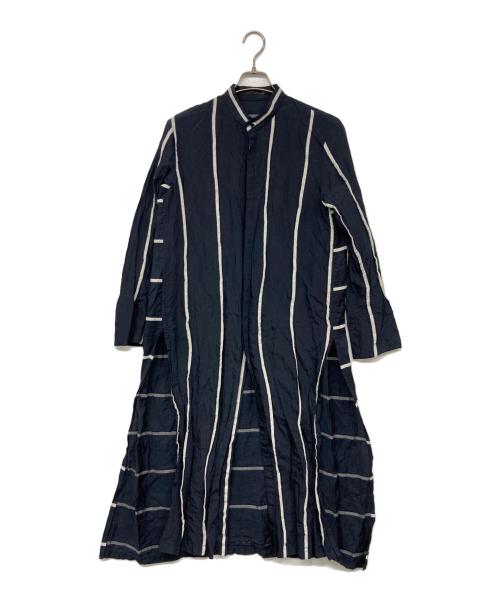 Bajra（バジュラ）Bajra (バジュラ) ストライプシャツワンピース ネイビーの古着・服飾アイテム