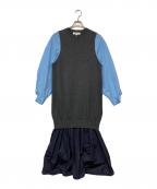ENFOLDエンフォルド）の古着「VEST-LAYERED DRESS」｜グレー×ブルー