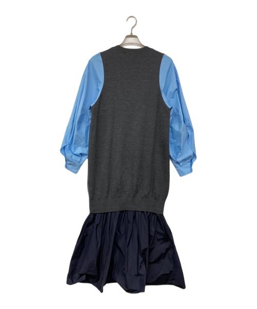 ENFOLD（エンフォルド）ENFOLD (エンフォルド) VEST-LAYERED DRESS グレー×ブルー サイズ:38の古着・服飾アイテム
