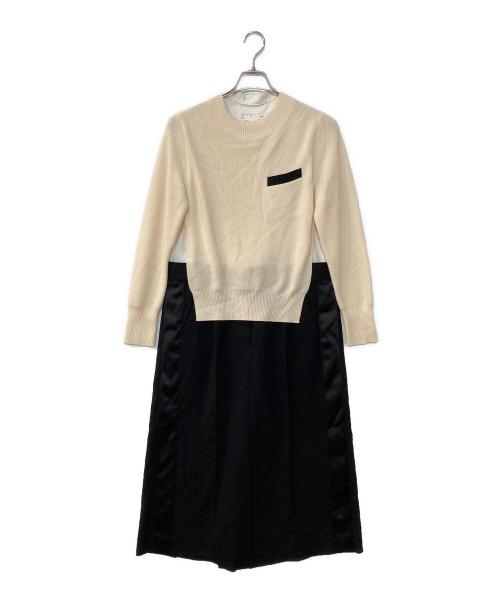 sacai（サカイ）sacai (サカイ) ドッキングワンピース ホワイト×ブラック サイズ:2の古着・服飾アイテム