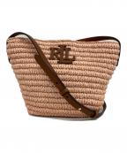 LAUREN RALPH LAURENローレンラルフローレン）の古着「Faux-Straw Medium Nicki カゴショルダーバッグ」｜ピンク