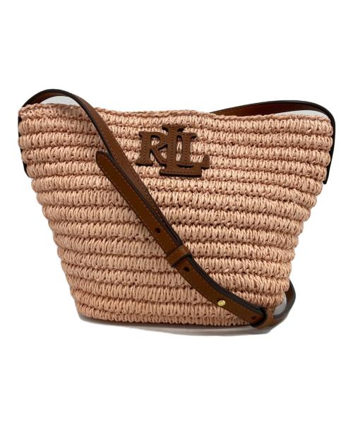 LAUREN RALPH LAUREN（ローレンラルフローレン）LAUREN RALPH LAUREN (ローレンラルフローレン) Faux-Straw Medium Nicki カゴショルダーバッグ ピンクの古着・服飾アイテム