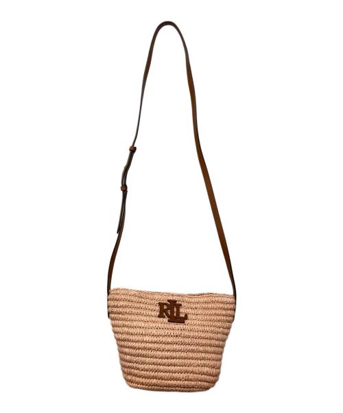 LAUREN RALPH LAUREN（ローレンラルフローレン）LAUREN RALPH LAUREN (ローレンラルフローレン) Faux-Straw Medium Nicki カゴショルダーバッグ ピンクの古着・服飾アイテム