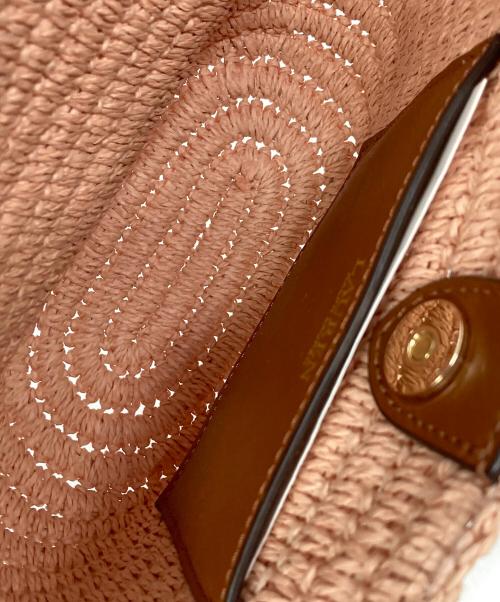 LAUREN RALPH LAUREN（ローレンラルフローレン）LAUREN RALPH LAUREN (ローレンラルフローレン) Faux-Straw Medium Nicki カゴショルダーバッグ ピンクの古着・服飾アイテム