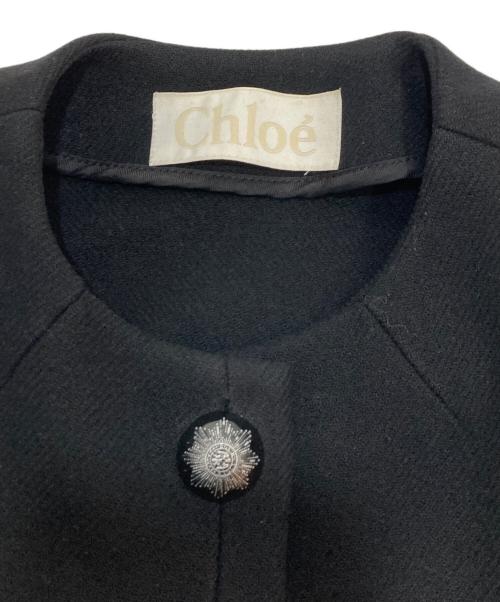 Chloe（クロエ）Chloe (クロエ) ノーカラーメルトンコート ブラック サイズ:T34の古着・服飾アイテム