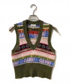 GANNIガニー）の古着「ロゴニットベスト」｜グリーン