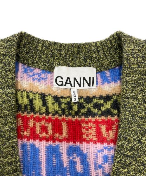 GANNI（ガニー）GANNI (ガニー) ロゴニットベスト グリーン サイズ:XSの古着・服飾アイテム