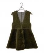Ameriアメリ）の古着「BOA V NECK REVERSIBLE PEPLUM VEST」｜グリーン×ブラウン