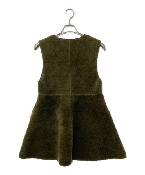 Ameri（アメリ）Ameri (アメリ) BOA V NECK REVERSIBLE PEPLUM VEST グリーン×ブラウン サイズ:Sの古着・服飾アイテム