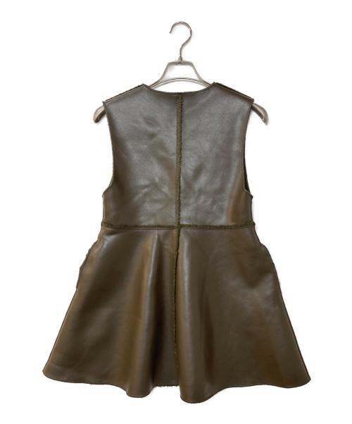 Ameri（アメリ）Ameri (アメリ) BOA V NECK REVERSIBLE PEPLUM VEST グリーン×ブラウン サイズ:Sの古着・服飾アイテム