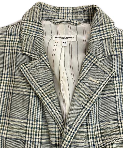 Engineered Garments（エンジニアド ガーメンツ）Engineered Garments (エンジニアド ガーメンツ) コットンリネン3Bジャケット グリーン×ホワイト サイズ:XSの古着・服飾アイテム