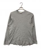 ANCELLMアンセルム）の古着「DAMAGE WAFFLE CREW LS T-SHIRT ダメージワッフルクルーロングスリーブTシャツ」｜グレー