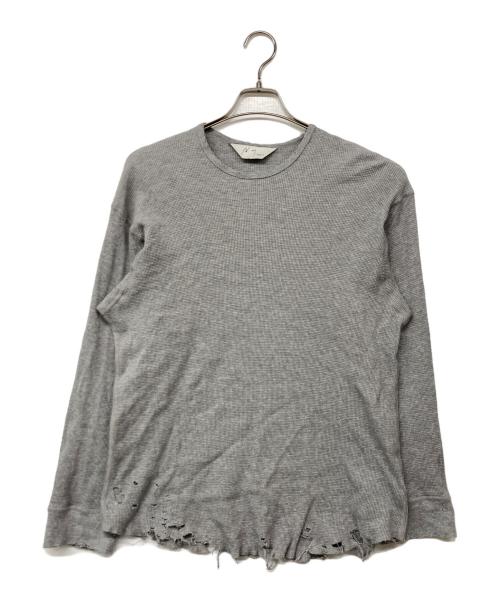 ANCELLM（アンセルム）ANCELLM (アンセルム) DAMAGE WAFFLE CREW LS T-SHIRT ダメージワッフルクルーロングスリーブTシャツ グレー サイズ:1の古着・服飾アイテム