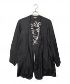 BLACK COMME des GARCONSブラックコムデギャルソン）の古着「バッグ刺繍羽織コート」｜ブラック