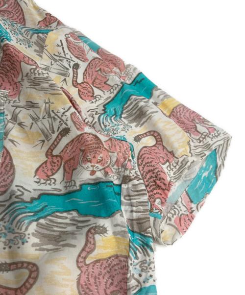 ALOHA RUG（アロハラグ）ALOHA RUG (アロハラグ) レーヨン百虎アロハシャツ ブルー サイズ:XLの古着・服飾アイテム