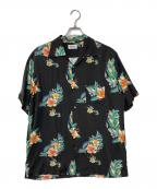 ALOHA RUGアロハラグ）の古着「レーヨンアロハシャツ ハイビスカス」｜ブラック