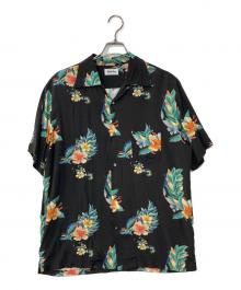 ALOHA RUG（アロハラグ）の古着「レーヨンアロハシャツ ハイビスカス」｜ブラック