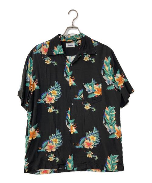 ALOHA RUG（アロハラグ）ALOHA RUG (アロハラグ) レーヨンアロハシャツ ハイビスカス ブラック サイズ:XLの古着・服飾アイテム