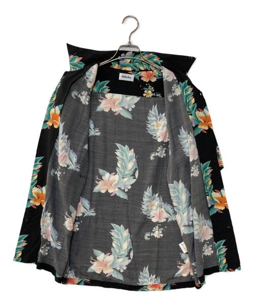 ALOHA RUG（アロハラグ）ALOHA RUG (アロハラグ) レーヨンアロハシャツ ハイビスカス ブラック サイズ:XLの古着・服飾アイテム