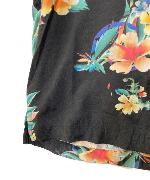 ALOHA RUG（アロハラグ）ALOHA RUG (アロハラグ) レーヨンアロハシャツ ハイビスカス ブラック サイズ:XLの古着・服飾アイテム