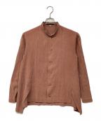 shirin guildシリン ギルド）の古着「シルク混Bバンドカラーシャツ」｜ブラウン