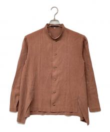 shirin guild（シリン ギルド）の古着「シルク混Bバンドカラーシャツ」｜ブラウン