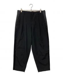 COMME des GARCONS HOMME PLUS（コムデギャルソンオムプリュス）の古着「サテン切替トラウザーズスラックスロングパンツ」｜ブラック