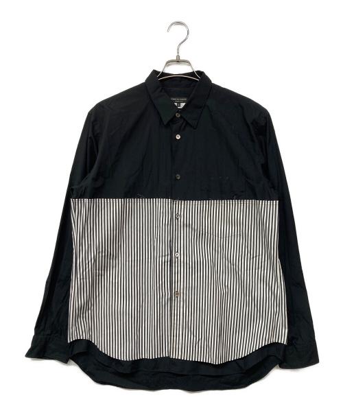 COMME des GARCONS HOMME PLUS（コムデギャルソンオムプリュス）COMME des GARCONS HOMME PLUS (コムデギャルソンオムプリュス) 切替ストライプシャツ ブラック サイズ:Lの古着・服飾アイテム