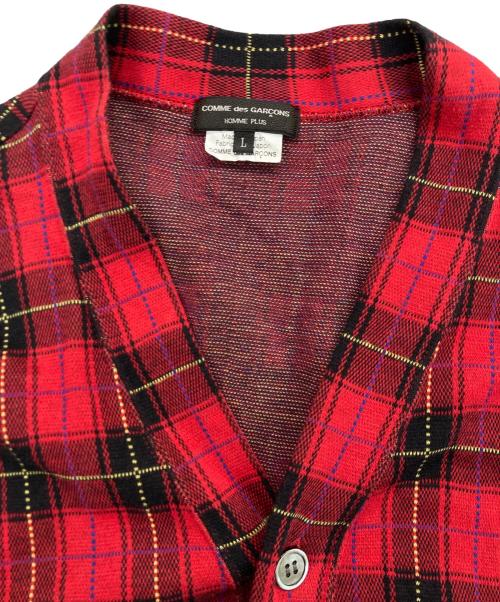COMME des GARCONS HOMME PLUS（コムデギャルソンオムプリュス）COMME des GARCONS HOMME PLUS (コムデギャルソンオムプリュス) ドッキングロングカーディガン レッド サイズ:Lの古着・服飾アイテム