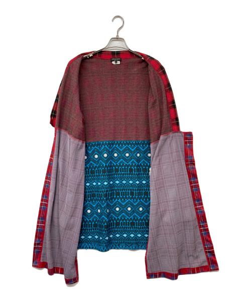 COMME des GARCONS HOMME PLUS（コムデギャルソンオムプリュス）COMME des GARCONS HOMME PLUS (コムデギャルソンオムプリュス) ドッキングロングカーディガン レッド サイズ:Lの古着・服飾アイテム