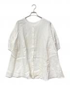 BEARDSLEYビアズリー）の古着「パールボタンリネン前後ブラウス」｜ホワイト