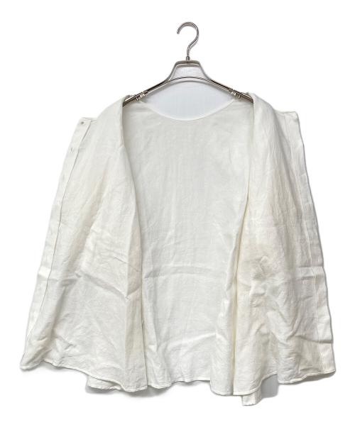 BEARDSLEY（ビアズリー）BEARDSLEY (ビアズリー) パールボタンリネン前後ブラウス ホワイト サイズ:Fの古着・服飾アイテム