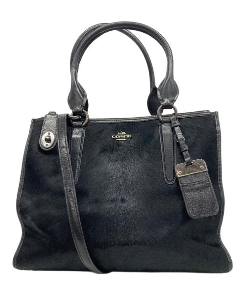 COACH（コーチ）COACH (コーチ) ハラコ2WAYトートバッグ ブラックの古着・服飾アイテム