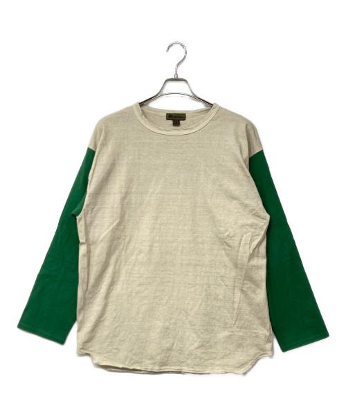 NIGEL CABOURN（ナイジェルケーボン）NIGEL CABOURN (ナイジェルケーボン) 7.8oz BASEBALL SHIRT ベースボールシャツ カットソー ベージュ×グリーン サイズ:50の古着・服飾アイテム